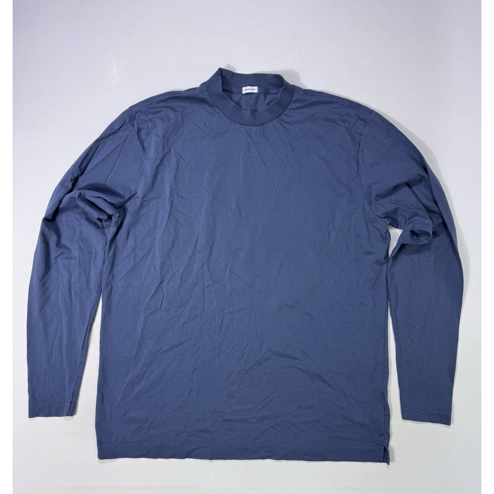 Son of a Tailor Shirt Men's XL Blue Supima Cotton Long Sleeve High Neck Pullover